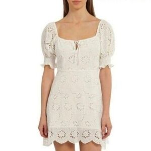 7 For All Mankind White Eyelet Boho Milkmaid Coquette Summer Dress Women's XL